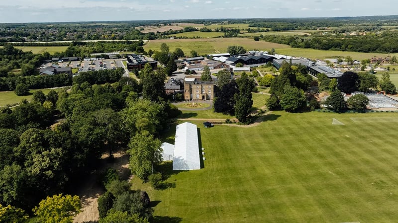 Aerial view of the Oaklands College campus in St Albans
