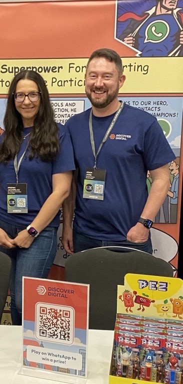 Ifigenia Arampelou and Adam Judd at the Discover Digital stand at MemberWise Digital Excellence 2025